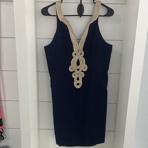 Navy and gold Lilly dress